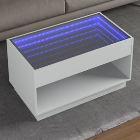 847665 vidaXL Măsuță de cafea cu LED infinity, alb, 90x50x50 cm