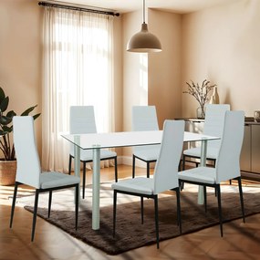 Set de masă Verna 6+1 alb-negru