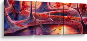 Tablou cu pădurea fermecată (cu ceas) (90x30 cm)