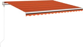 vidaXL Copertină retractabilă automat, portocaliu/ maro, 450x350 cm