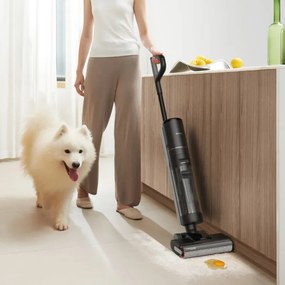 Aspirator vertical DREAME H12 Pro HHR25A, 300W, 0.7/0.9 l, 3 moduri, 35 min, Umed/uscat, Alerte vocale, LED, Uscare mop automată, Negru/gri