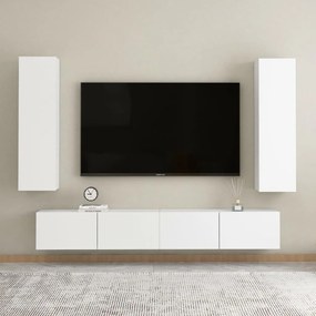 3074456 vidaXL Set dulapuri TV, 4 piese, alb, lemn prelucrat