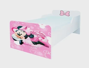 Pat copii Minnie Mouse Mic 2-8 ani Simplu Cu saltea