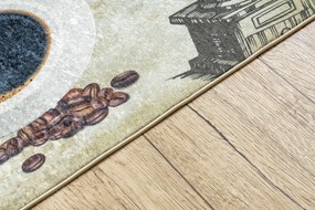 ANDRE 2835 covor lavabil Cafea bucatarie, anti-alunecare - verde / bej