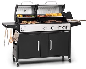 Kingsville 4.1, grătar combinat pe gaz și cărbuni, 13,7 kW, 4+1 arzătoare, înălțime reglabilă
