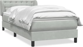 vidaXL Pat box spring cu saltea, gri deschis, 80x210 cm, catifea