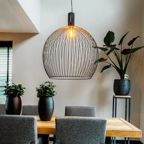 Lampă suspendată de design rotundă neagră 70 cm - Dos