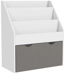 AIYAPLAY Bibliotecă pentru Copii 3-8 Ani cu 3 Rafturi și Sertar Inferior, din MDF, 62.5x30x70 cm, Gri | Aosom Romania