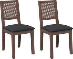 vidaXL Scaune sufragerie cu perne 2 buc. cauciuc din lemn masiv maro