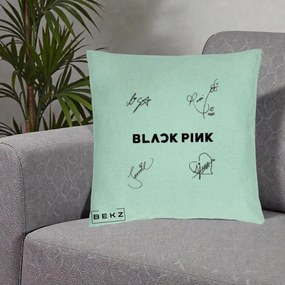 Perna Personalizata K-pop BLACKPINK Tinute Negre Grup Simplu, 40x40 cm, Verde Menta, Husa Detasabila, Perna Inclusa, BEKZ®