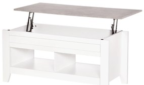 HOMCOM Masă de cafea cu blat extensibil, masă de salon cu rafturi și compartiment ascuns, 105 x 50 x 49-62,5 cm pentru salon, dormitor, lemn alb | Aosom Romania