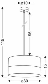 Lustră pe cablu BIANCO 1xE27/40W/230V alb/maro