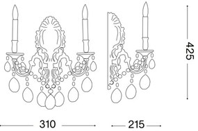 Aplică de cristal Ideal Lux GIOCONDA 2xE14/40W/230V auriu