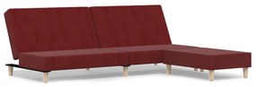 3080474 vidaXL Canapea extensibilă cu 2 locuri şi taburet, roșu vin, textil