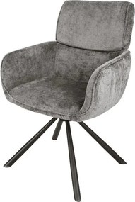 Set de 2 scaune pivotante, Metal Negru, Chenille Gri, UNIQUE A-46321 VC