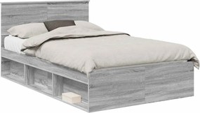 vidaXL Cadru de pat Gri Sonoma 120 x 190 cm Lemn de pin masiv
