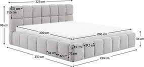Pat cu somieră metalică şi spaţiu de depozitare, 200x200, gri, SORELA