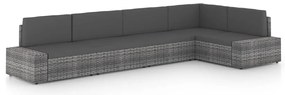 vidaXL Set mobilier de grădină cu perne, 5 piese, gri, poliratan