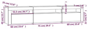 Comoda TV cu lumini LED, stejar maro, 195x35x40 cm 1, Stejar brun, 195 x 35 x 40 cm