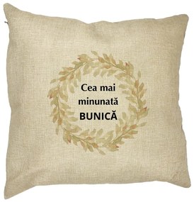 Perna Decorativa pentru Bunica 5, 40x40 cm, Husa Detasabila, Burduf