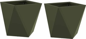 vidaXL Jardinieră 2 pcs Verde măsliniu 30 x 30 x 30 cm Oțel