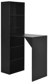 vidaXL Masă de bar cu dulap, negru, 115 x 59 x 200 cm