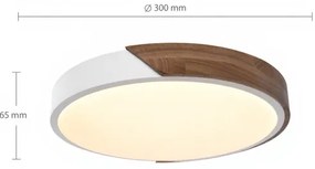 Brilagi - Plafonieră LED PILANA, 24W/230V, stejar/alb, Ø 30 cm