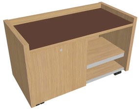 Comodă mobilă Verno 100 x 50 cm cu sticlă, stânga, stejar deschis / maro
