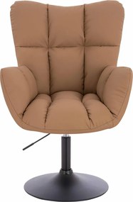 HR650N Scaun Caramel Piele Ecologica Premium Soft cu Bază Neagră