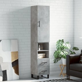 vidaXL Dulap înalt, gri beton, 34,5x34x180 cm, lemn prelucrat