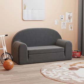 341805 vidaXL Canapea extensibilă de copii cu 2 locuri, antracit, pluș moale