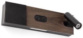 Aplica ambientala cu reader LED design ultra-modern MAGOS negru/nuc 20332