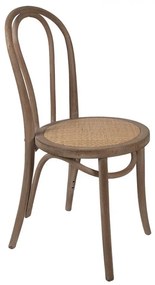 Scaun de dining din lemn masiv și rachită, maro, 42x42x88 cm