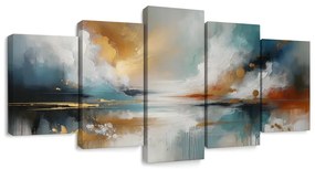 Tablou 5-piese peisaj abstract cu lac