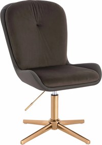 HR690CROSS Scaun Velvet&amp;soft Piele Pu Ciocolată/Cafea Bază Aurie