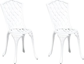 vidaXL Scaun pentru Grădină 2 pcs Alb 39 x 40 x 87cm Aluminiu