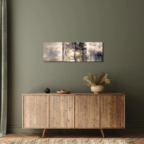 Tablou cu copac în ceață (cu ceas) (90x30 cm)