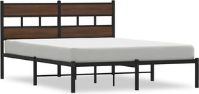 vidaXL Cadru de pat fără saltea, cu tăblie, stejar maro, 140x200 cm