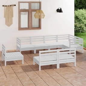 3082895 vidaXL Set mobilier de grădină, 8 piese, alb, lemn masiv de pin