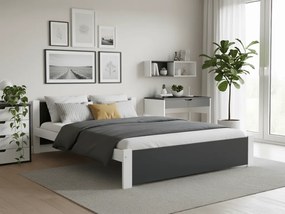 Pat de o persoana IKAROS 120 x 200 cm, antracit/alb Saltele: Cu saltele Coco Maxi 20 cm, Somiera pat: Cu lamele curbate