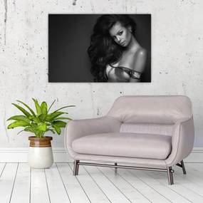Tablou - Portretul unei femei seducătoare, alb-negru (90x60 cm)