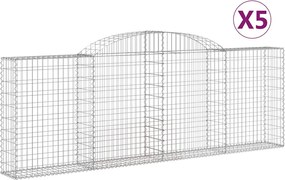 vidaXL Coșuri gabion arcuite 5 buc, 300x30x100/120 cm fier galvanizat