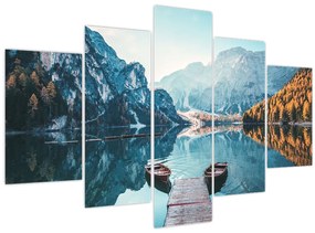 Tablou - Bărci pe Lacul Braies (150x105 cm)