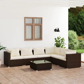 3101730 vidaXL Set mobilier de grădină cu perne, 7 piese, maro, poliratan