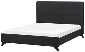 Pat matrimonial 140 cm AMBRE (cu somieră) (negru). Promo -38%. 1007087