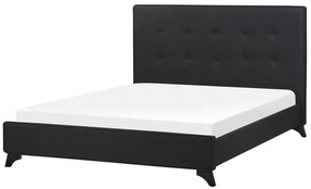Pat matrimonial 140 cm AMBRE (cu somieră) (negru). Promo -40%. 1007087