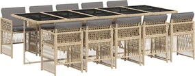 vidaXL Set mobilier grădină cu perne, 11 piese bej combinat poliratan