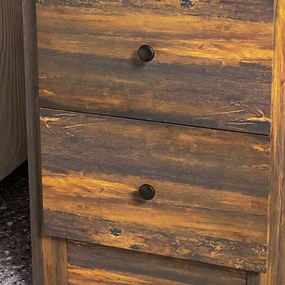 HOMCOM Noptieră cu 2 Sertare în Stil Rustic, Noptieră pentru Dormitor din Lemn, 40x30x74 cm, Maro | Aosom Romania