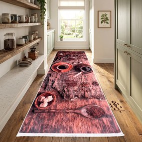 Traversă bucătărie antiderapantă, 80x300 cm, model Coffee Time Rustic, TRB1252