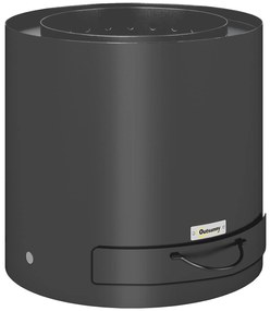 Outsunny Brasero exterior Ø 45 cm cu sertar pentru cenușă și căldăraș, încălzire cu cărbune pentru grădină, curte de camping, oțel negru | Aosom Romania